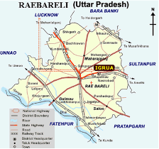 image of raebareli map